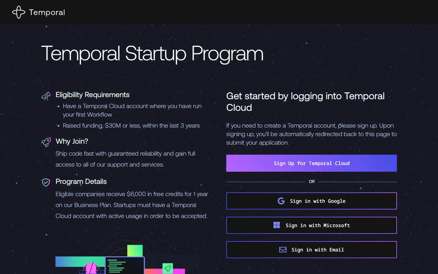 Temporal: $6,000 in Temporal Cloud credits for funded startups