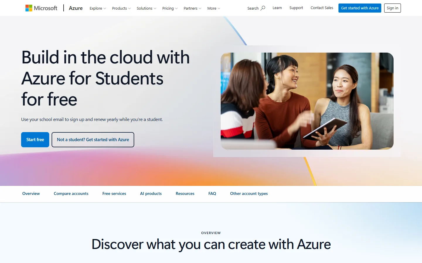 Azure for Studentsを開く
