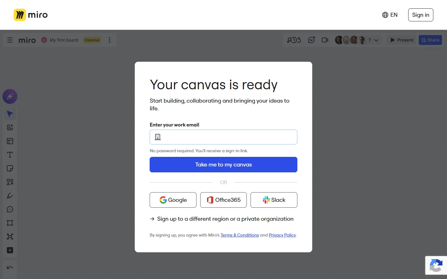 Crea un account Miro gratuito
