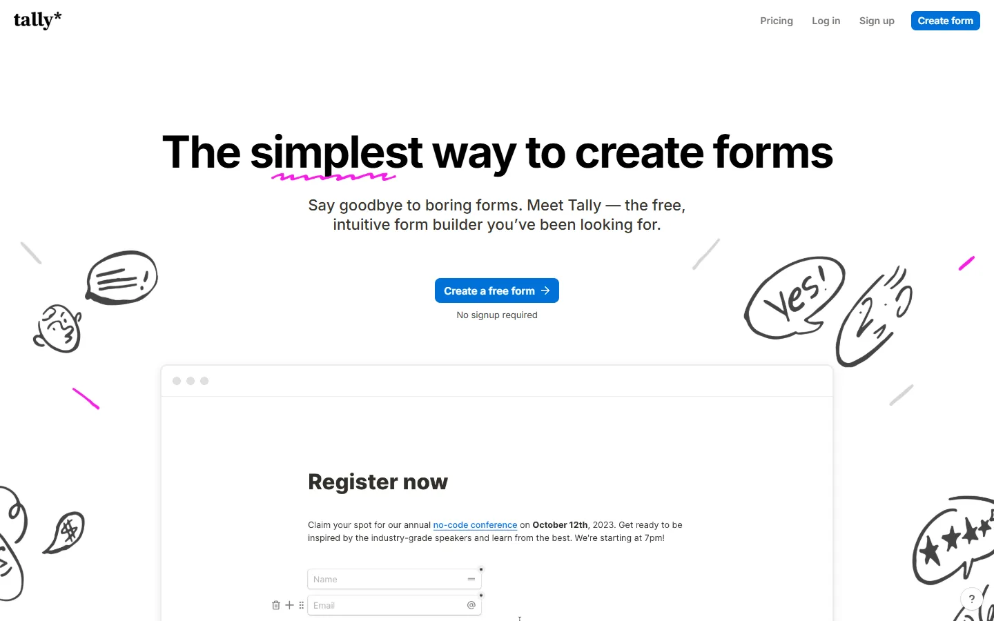 無料のTallyアカウントを作成