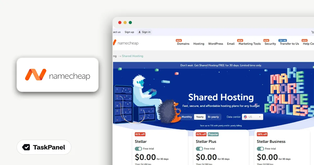 Namecheapの無料トライアル:ホスティング、Private Email、EasyWP、FastVPN