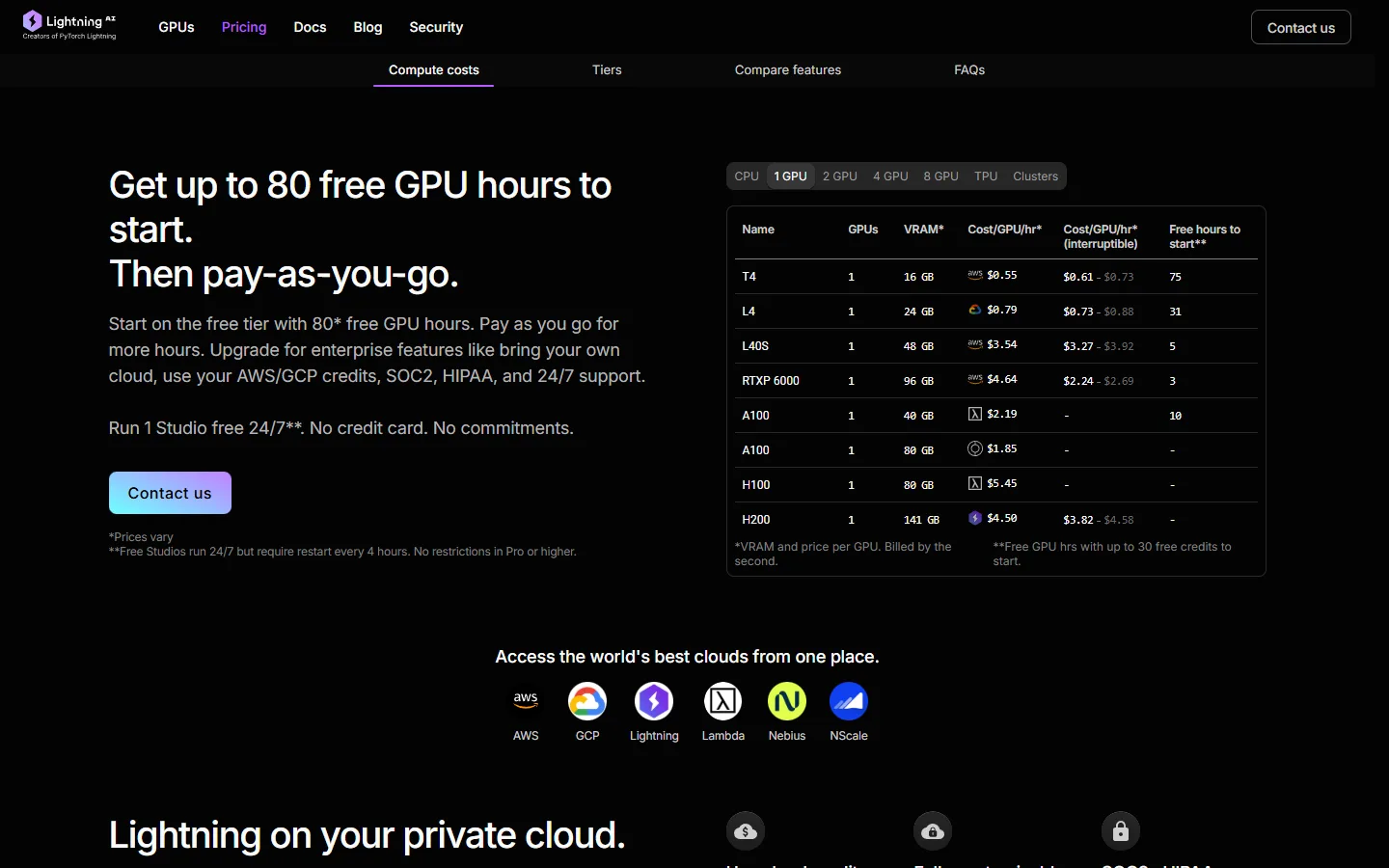 Lightning AIの料金ページを開く