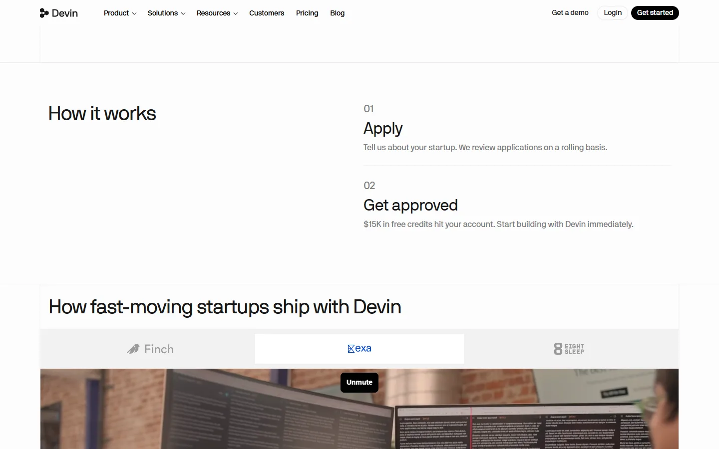 Devin for Startupsを開く