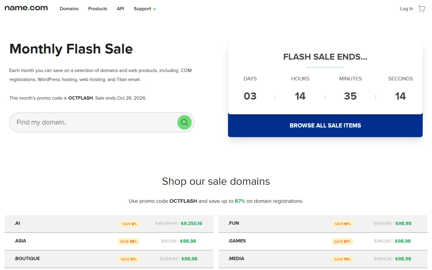 Ouvrez la page de la vente flash