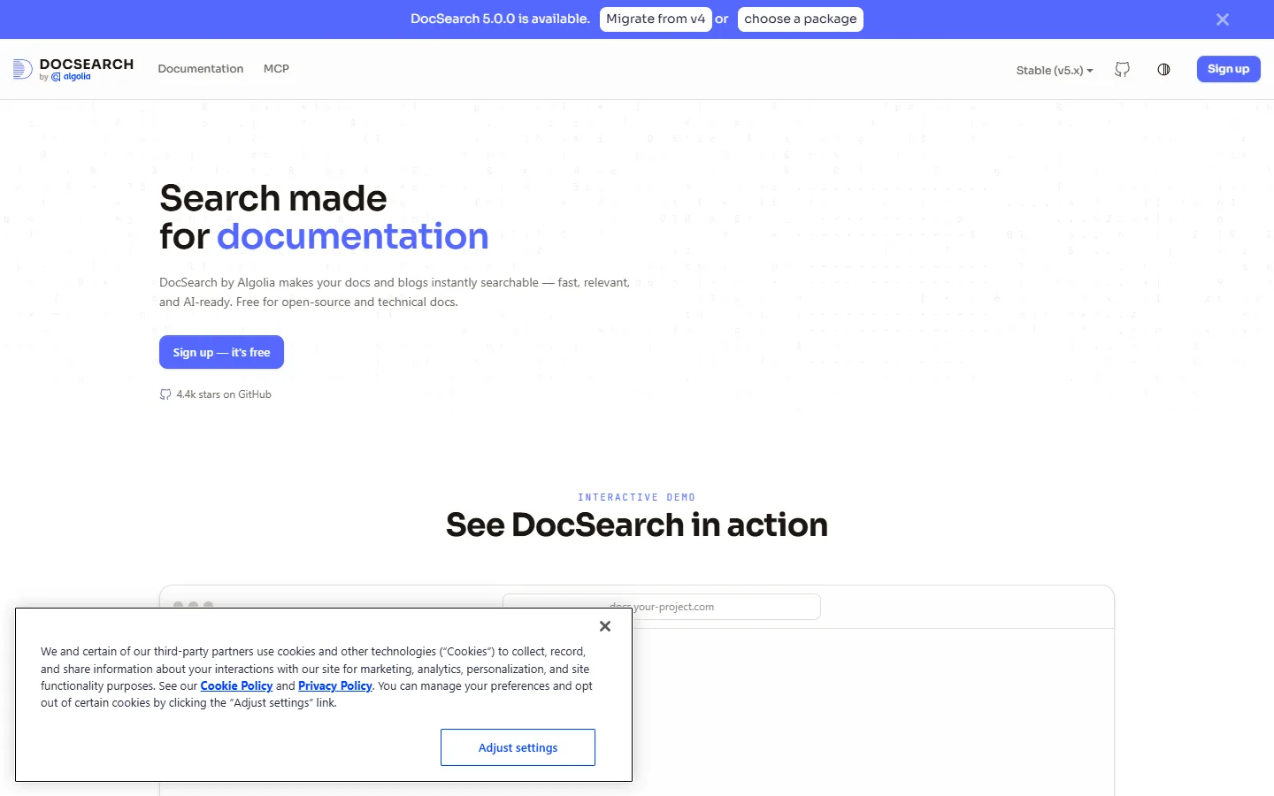 DocSearchを開く